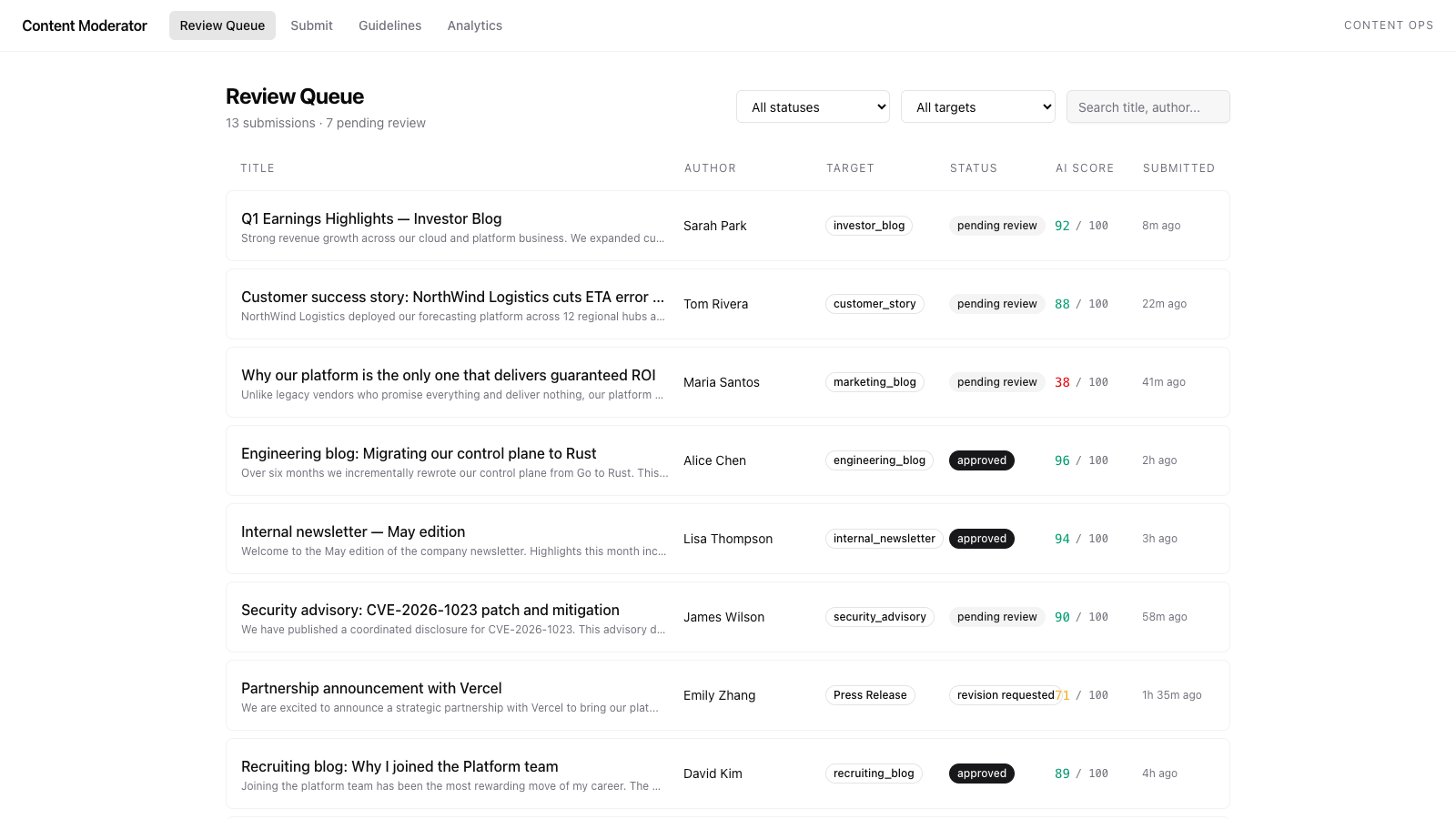 Content Moderator preview
