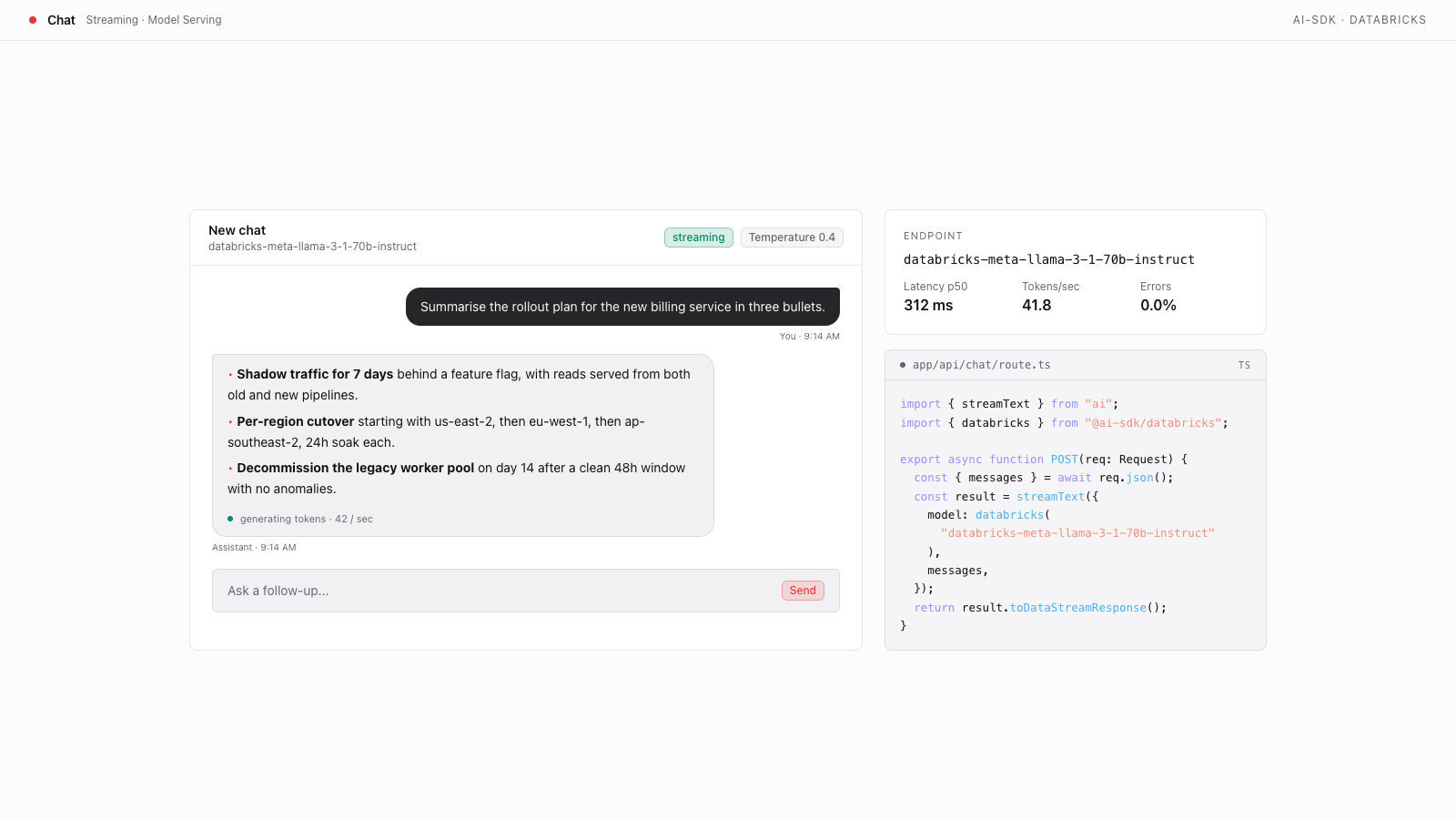 Streaming AI Chat with Model Serving preview