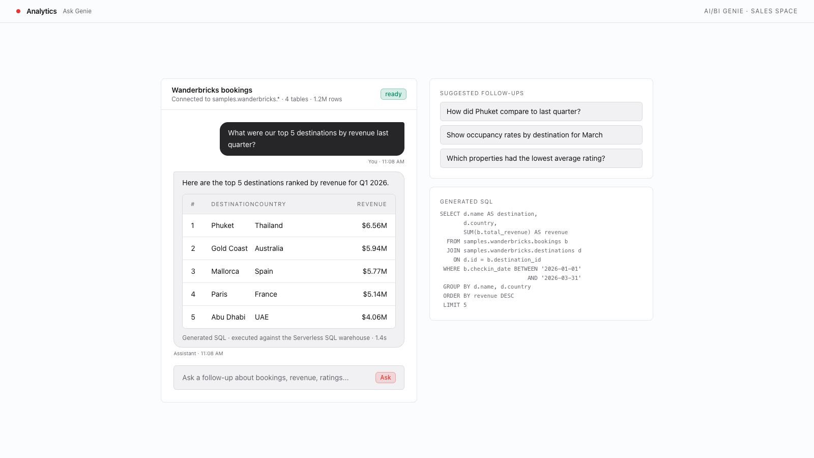 Genie Conversational Analytics preview