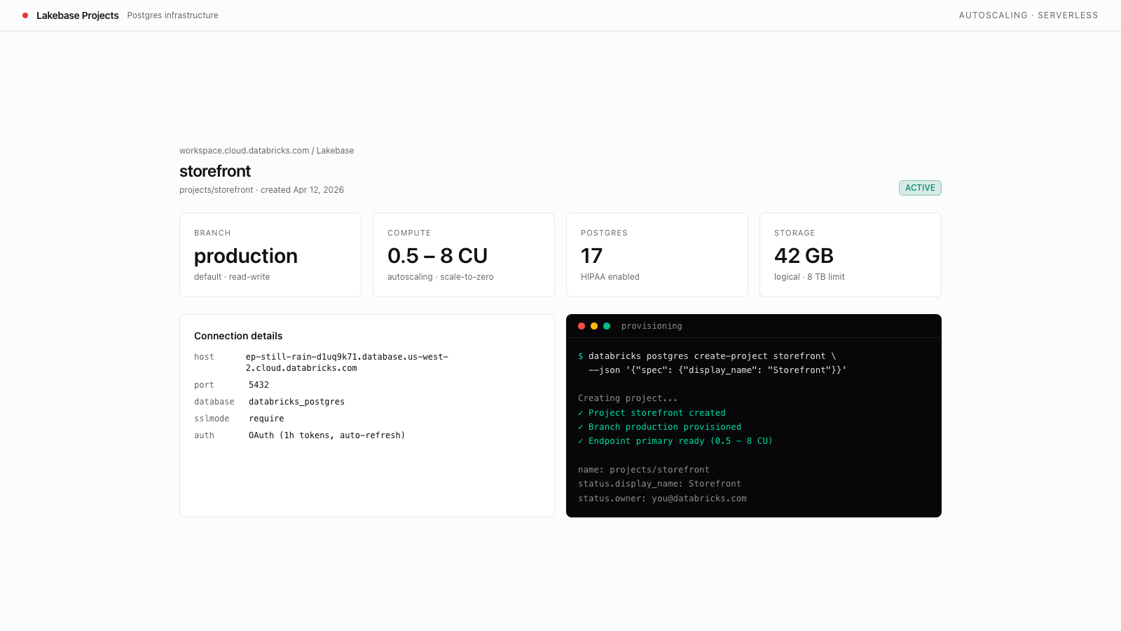Create a Lakebase Project preview